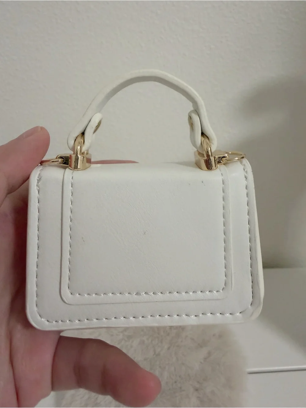 Mini White Snake Clasp Bag Charm